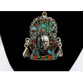 RAR: colier AZTECA WARRIOR. Taxco argint 925. Mexic cca 1950
